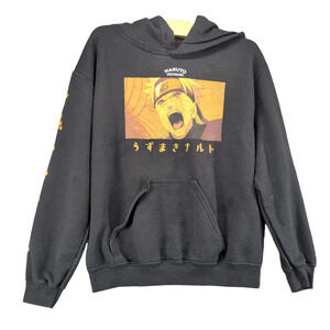 Naruto Uzumaki Mens Graphic Hoodie Sweatshirt Black Small Anime 20th Anniversary